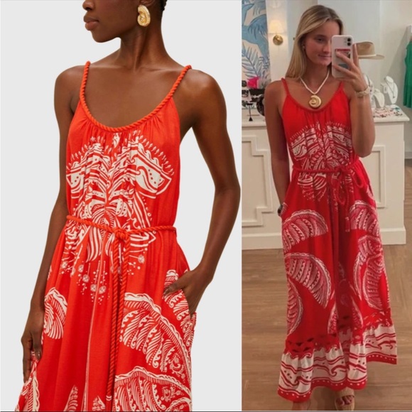 NWT Farm Rio “Majestic Coconut Tree” Red Maxi Dress in size XL 🌴❤️ - Picture 2 of 8